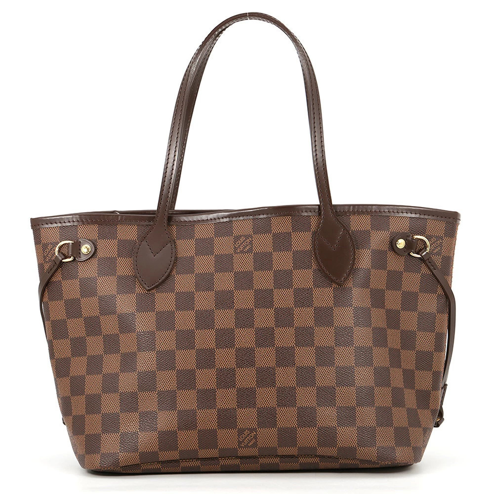 Louis Vuitton Damier Neverfull Tote Bag Canvas Leather Ebene Brown